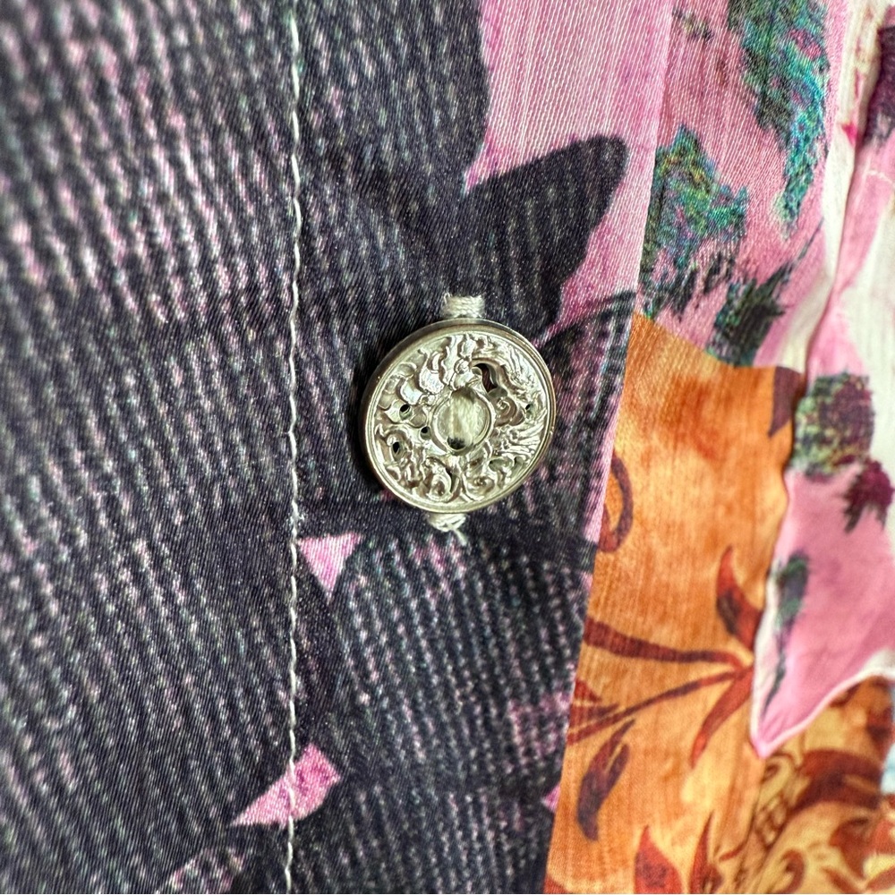 POL The Rose Patchwork Top Button Down Shirt Large - image 9